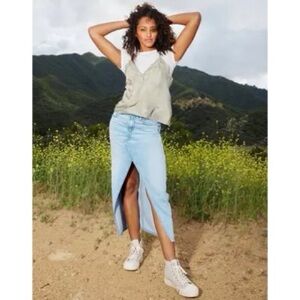 American Eagle Denim Low Rise Maxi Skirt